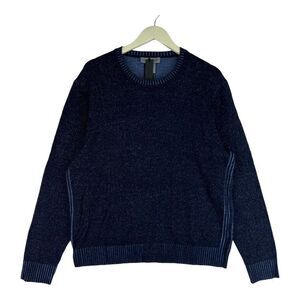 New Dylan Gray Men US L Wool Sweater Navy Blue Sweatshirt Crew Neck Long Sleeve